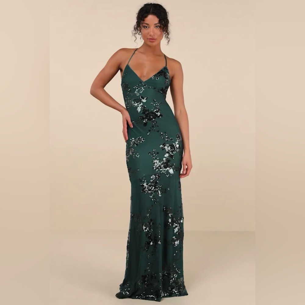 NEW Lulu’s Valhalla Sequin Lace-Up Maxi Dress